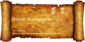 Balek Kunigunda névjegykártya